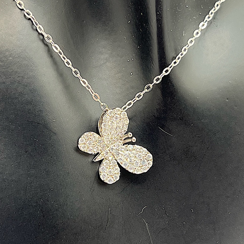 Sterling Silver/CZ Butterfly Necklace